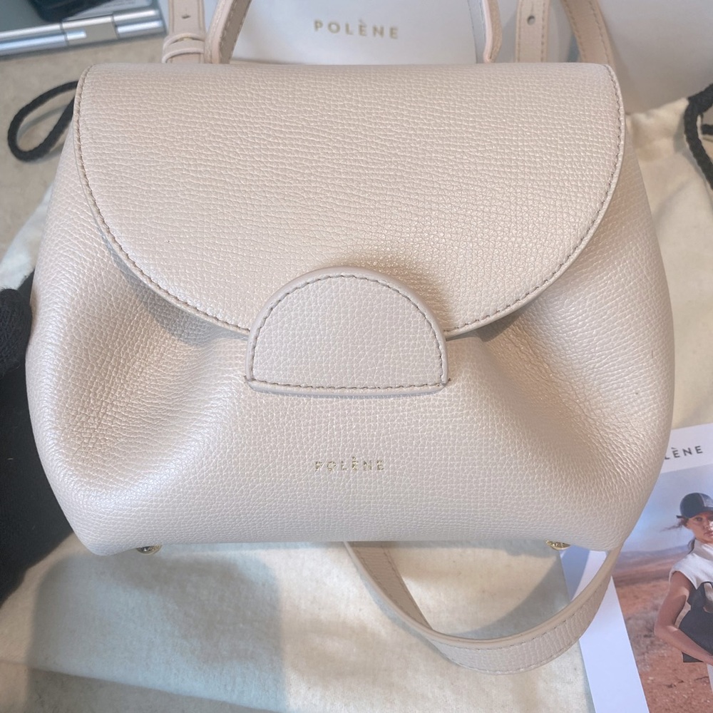 AUTHENTIC Polene Paris Numero Un Nano in Nude Textured Leather